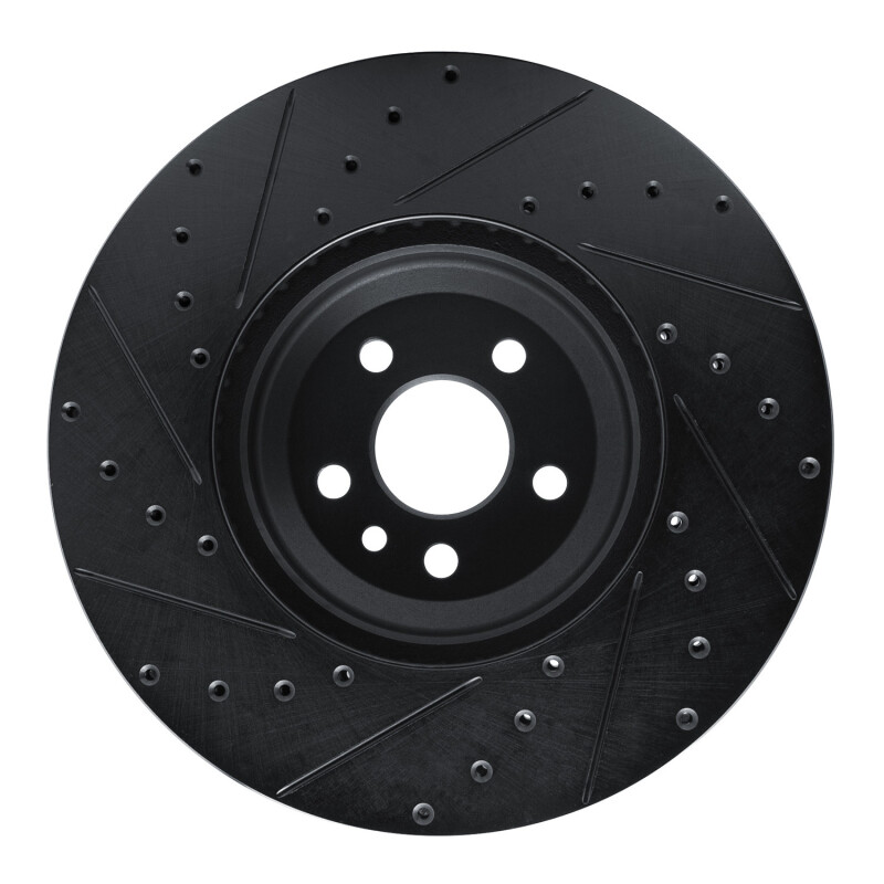 Jaguar E-Pace Brake Rotor (1) - Front Right - R1 Concepts - Drilled & Slotted - Black - `20-`25